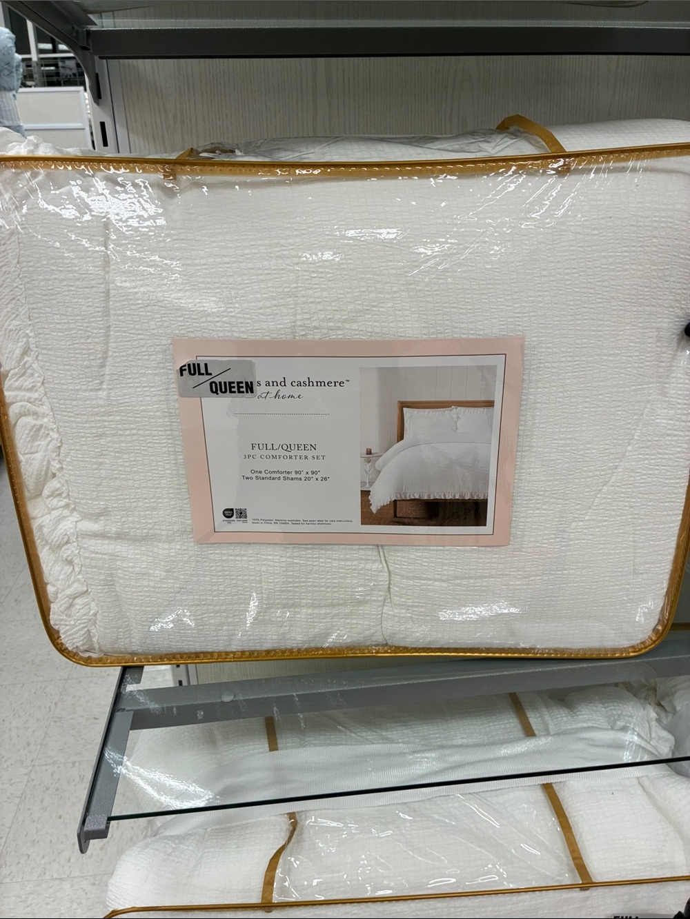 cupcakes & cashmere White Comforter Set with Gold Trim